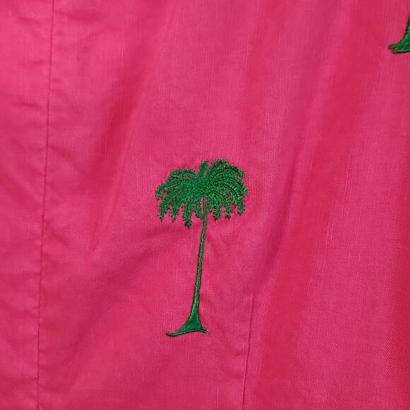 Address Maggy Pink & Green Sleeveless Linen Blend Dress Size 14 Palm Trees - Picture 3 of 9